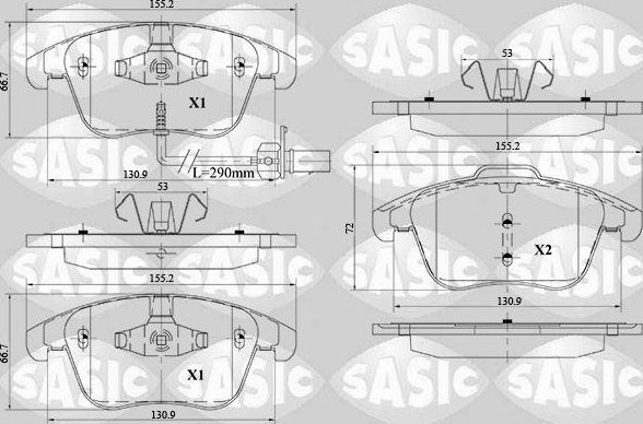 Тормозные колодки Sasic. Артикул 6216092