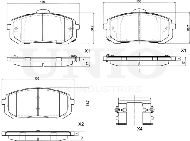 Колодки тормозные дисковые, комплект (Unio). Артикул BRP-20133