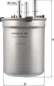Топливный фильтр Mahle. Артикул KL 838