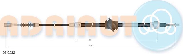 Трос ручника (тросик ручного тормоза) Adriauto задний правый/левый для Audi 100 IV (C4) 1990-1994. Артикул 03.0232
