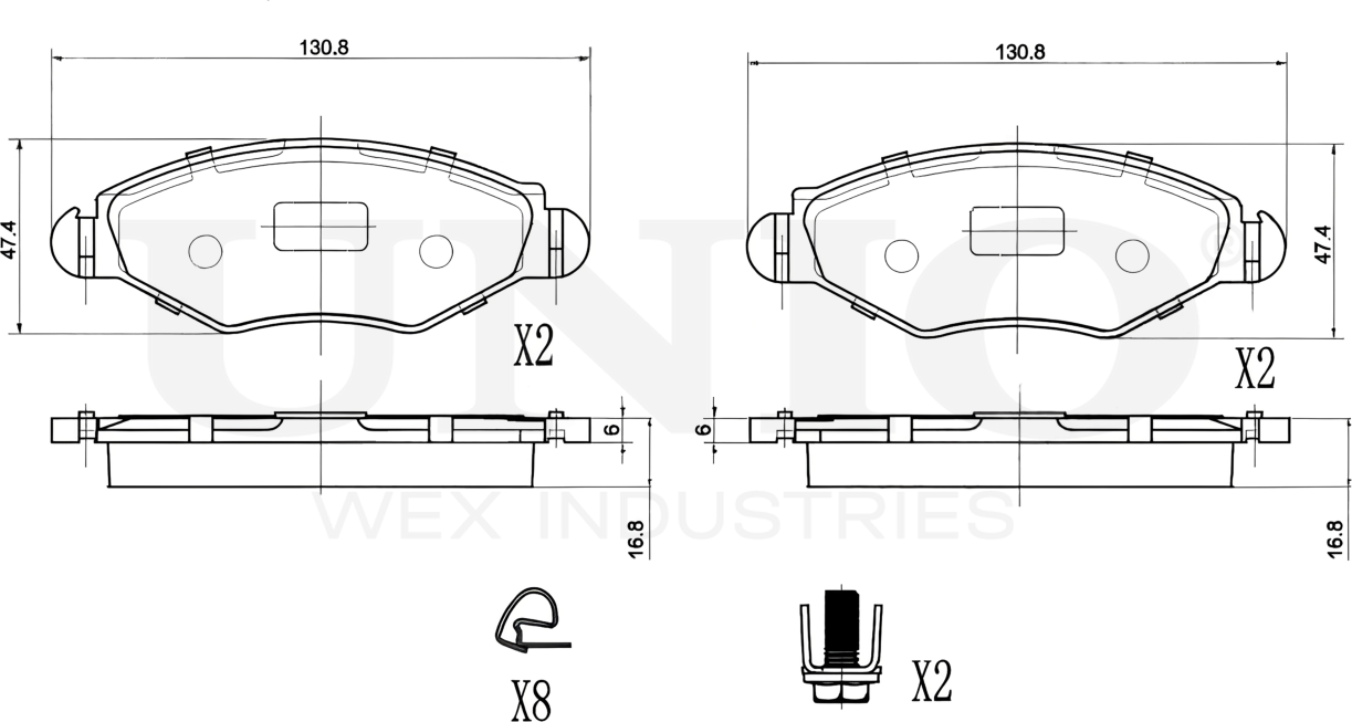 Колодки тормозные дисковые, комплект (Unio). Артикул BRP-20020