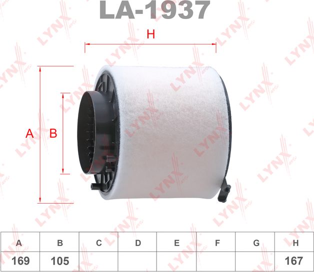 Воздушный фильтр LYNXauto для Audi Q5 I (8R) 2008-2017. Артикул LA-1937