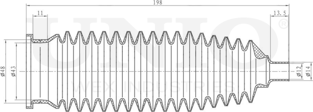 Пыльник рулевой рейки, комплект (Unio). Артикул DUC-20010K