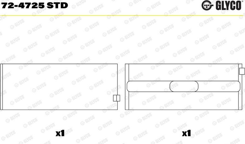 Вкладыши коренные Glyco для Mercedes-Benz V-Класс II 2014-2026. Артикул 72-4725 STD