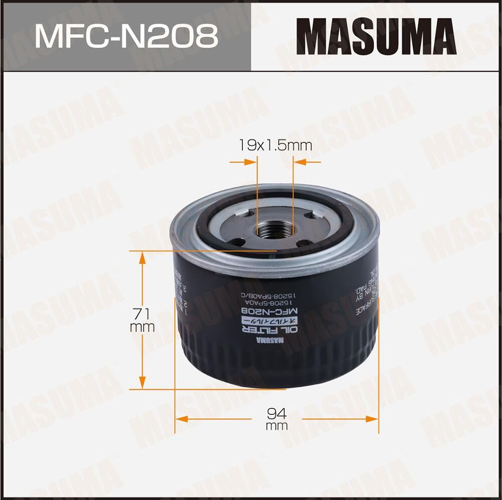 Фильтр масляный Masuma MFC-N208 С0065. Артикул MFCN208
