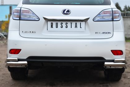 Защита RusStal заднего бампера уголки d63/d42 для Lexus RX 270/350/450h 2009-2012. Артикул LRXZ-000418