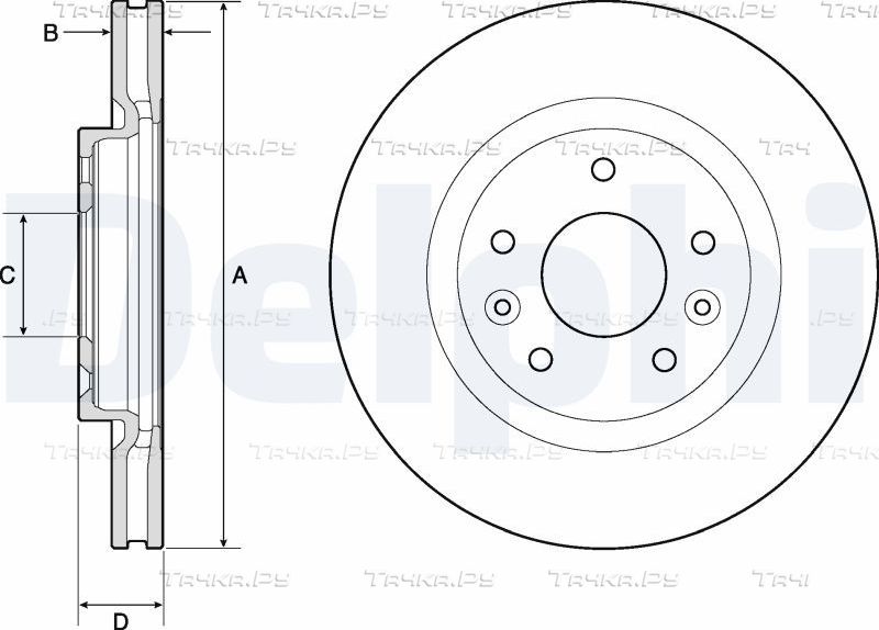Тормозной диск Delphi передний для Nissan Qashqai II 2013-2026. Артикул BG4770C