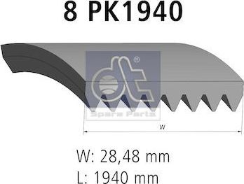 Приводной ремень поликлиновой DT Spare Parts (EPDM (Этилен-пропиленовый каучук)). Артикул 4.80548