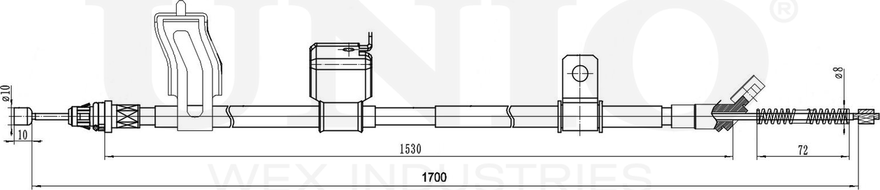 Трос ручного тормоза (Unio). Артикул CAB-60074