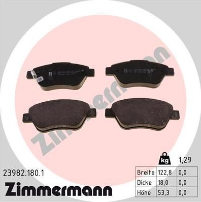 Тормозные колодки Zimmermann передние для Opel Corsa D 2006-2014. Артикул 23982.180.1
