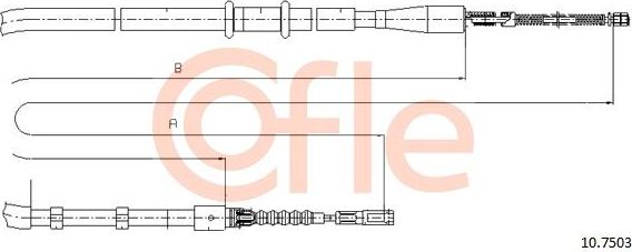 Трос ручника (тросик ручного тормоза) Cofle. Артикул 92.10.7503