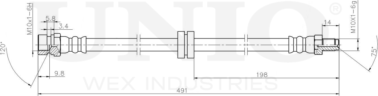 Шланг тормозной (Unio). Артикул BRH-10097