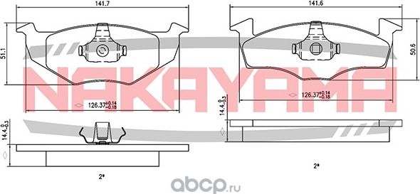 Колодки тормозные дисковые передние SEAT CORDOBA 94-99, IBIZA II 93-99 b=15mm (Nakayama). Артикул HP8356NY