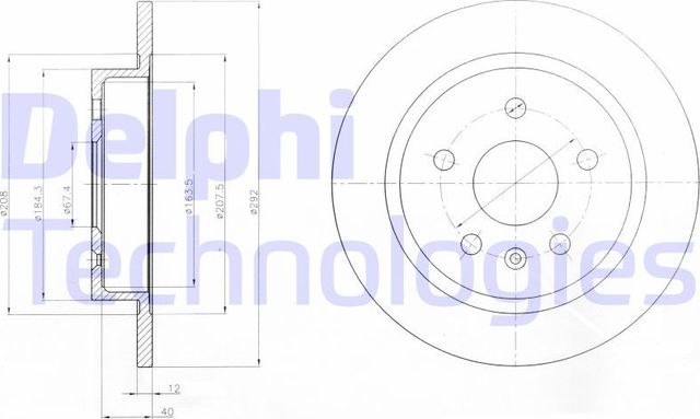Тормозной диск Delphi задний для Saab 9-5 II 2010-2012. Артикул BG4188