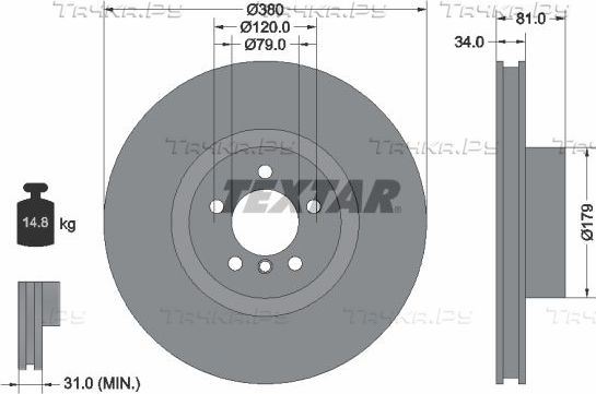 Тормозной диск Textar Pro+. Артикул 92233905