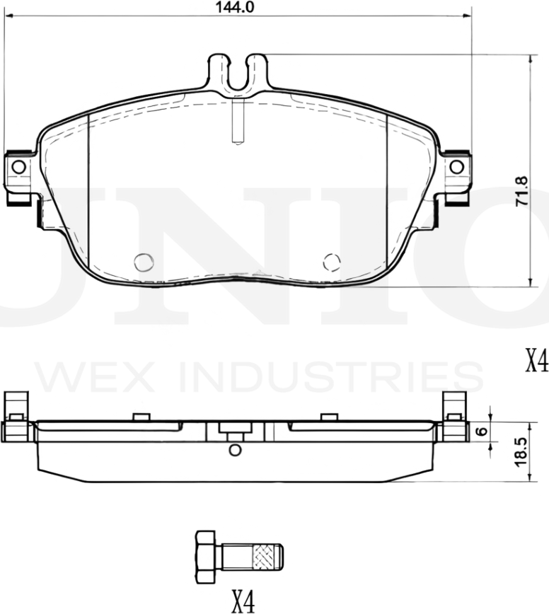 Колодки тормозные дисковые, комплект (Unio). Артикул BRP-20442