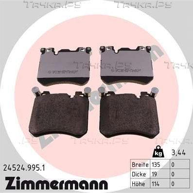 Тормозные колодки Zimmermann rd:z передние для BMW X5 III (F15) 2013-2018. Артикул 24524.995.1