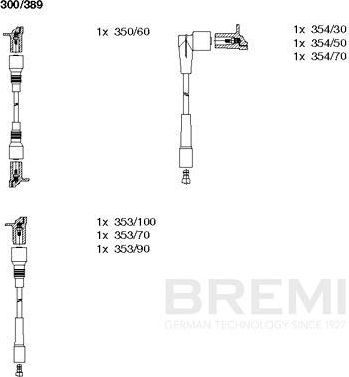 Высоковольтные провода (провода зажигания) (комплект) Bremi для Opel Senator B 1990-1993. Артикул 300/389