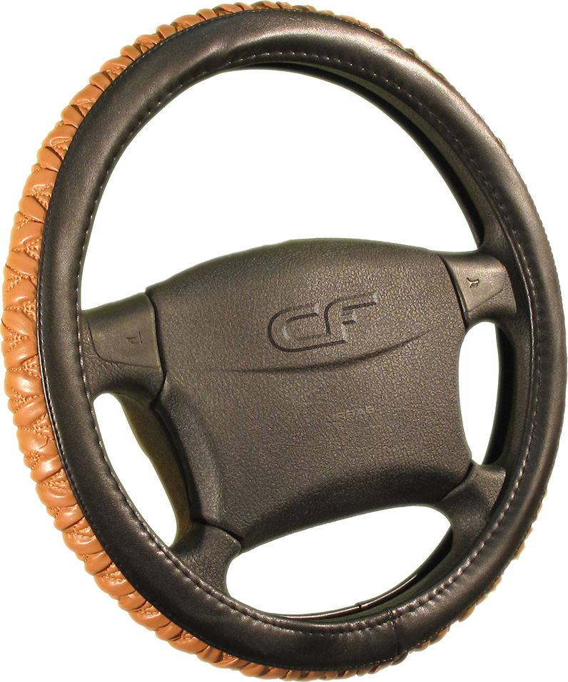 Оплётка на руль CarFashion Protector (размер M, искусственная кожа, цвет ЧЕРНЫЙ/КОРИЧНЕВЫЙ). Артикул 31251