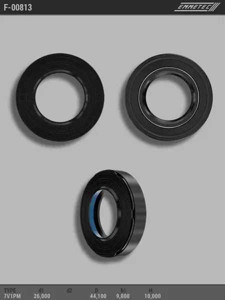 Сальник 26,00/44,10*9,00/10,00 тип 7V1PM (Emmetec). Артикул F00813
