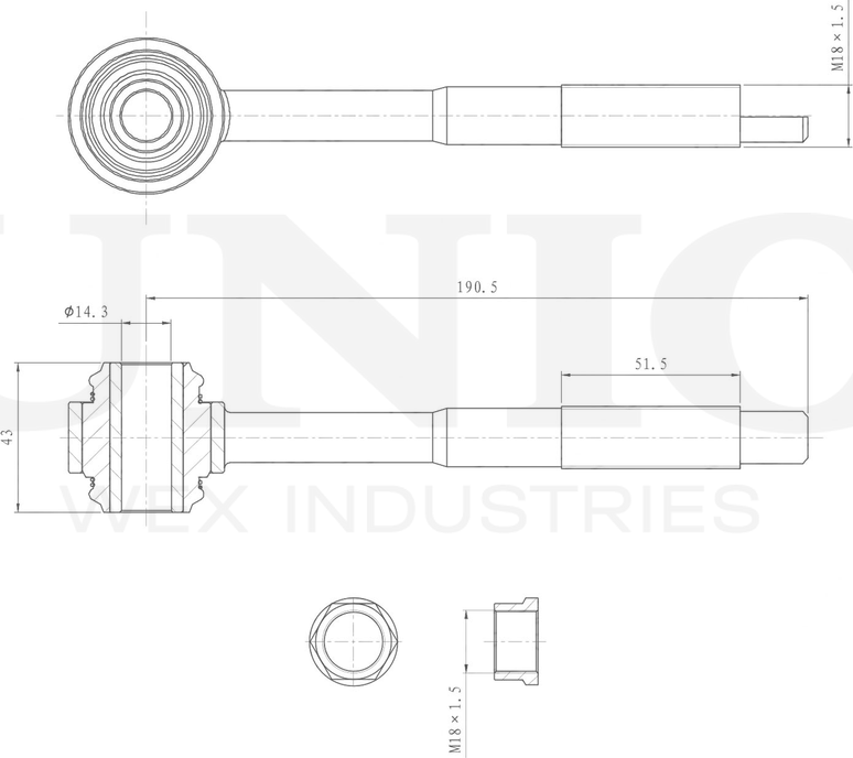 Сайлентблок реактивной тяги (Unio). Артикул RMP-20554