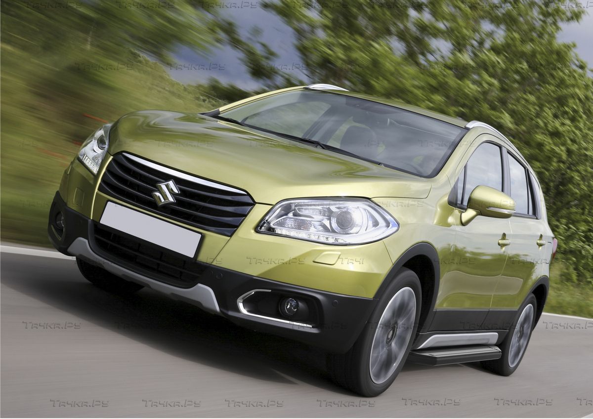 Пороги алюминиевые Rival Premium-Black для Suzuki SX4 II S-Cross рестайлинг 2016-2026. Артикул A173ALB.5503.1