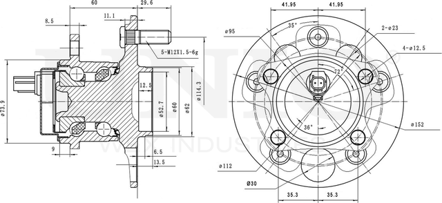 Ступица колеса с интегрированным подшипником (Unio). Артикул HUB-20035