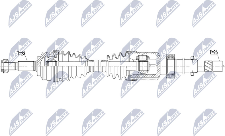 Полуось (привод в сборе, приводной вал) NTY. Артикул NPW-RE-158