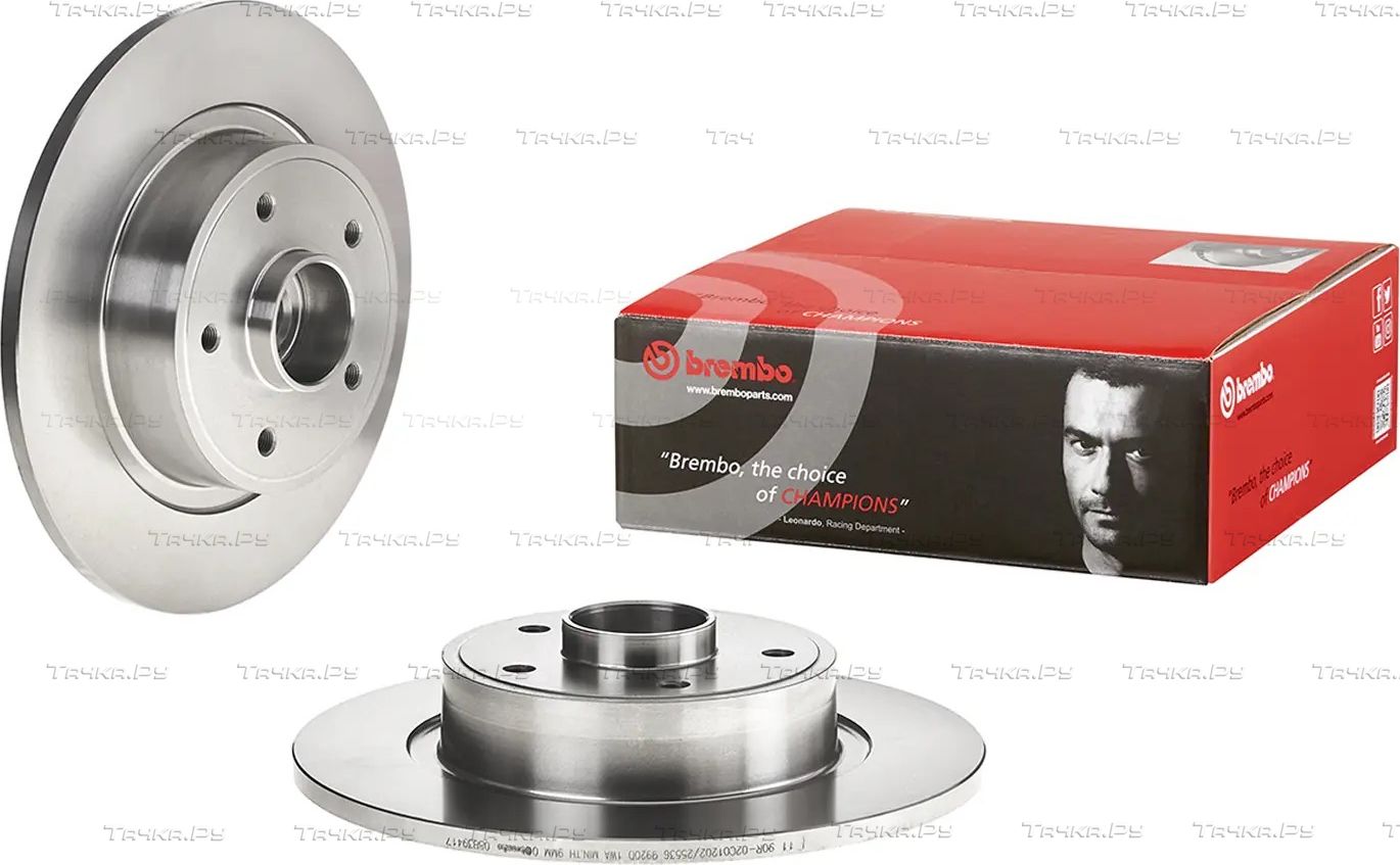 Тормозной диск Brembo PRIME LINE - With Bearing Kit задний для Renault Scenic II 2005-2008. Артикул 08.B394.17
