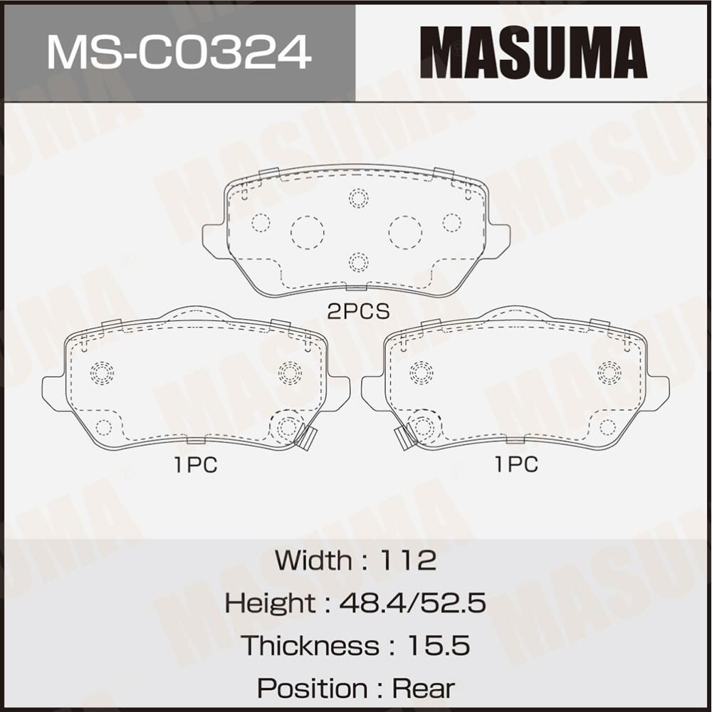 Колодки дисковые MASUMA Masuma. Артикул MSC0324
