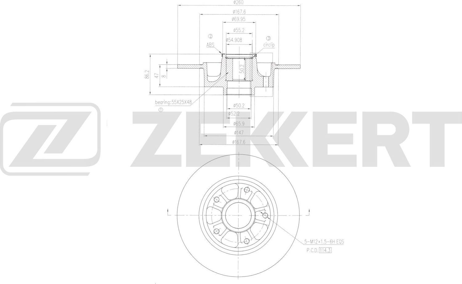 Тормозной диск Zekkert задний для Renault Megane IV 2013-2026. Артикул BS-6658