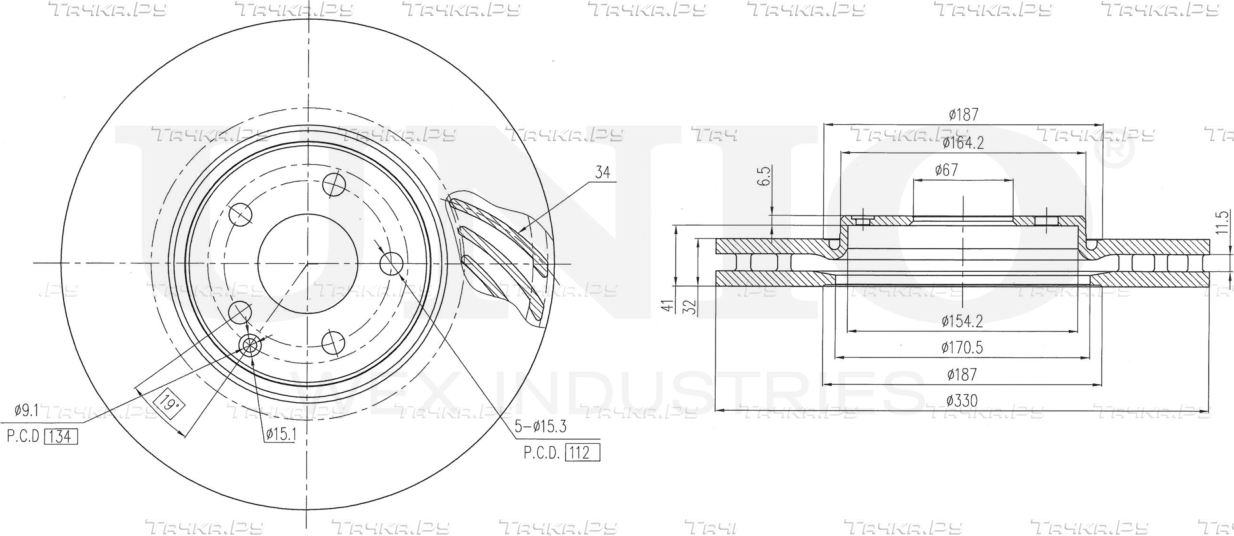 Диск тормозной (Unio). Артикул BRD-20566
