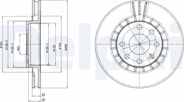 Тормозной диск Delphi передний для Daewoo Prince 1993-1998. Артикул BG2443