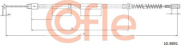Трос ручника (тросик ручного тормоза) Cofle. Артикул 10.9891