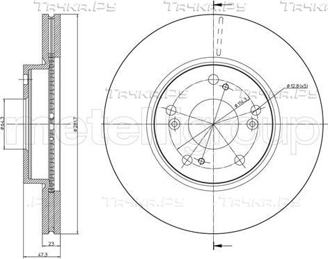 Тормозной диск Metelli передний для Honda FR-V 2005-2009. Артикул 23-0932C