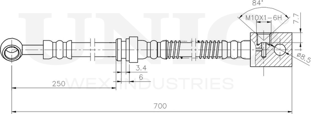 Шланг тормозной (Unio). Артикул BRH-10082
