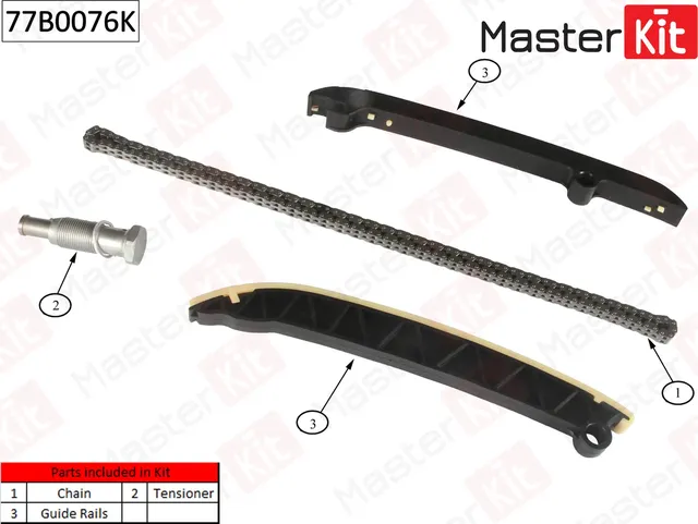 77B0076K Комплект цепи ГРМ Audi A1/A3/Seat Leon/Skoda Octavia/Volkswagen GOLF VI CBZA/CBZB 1.2 TSI 0 (Master KIT) Master KIT. Артикул 77b0076k