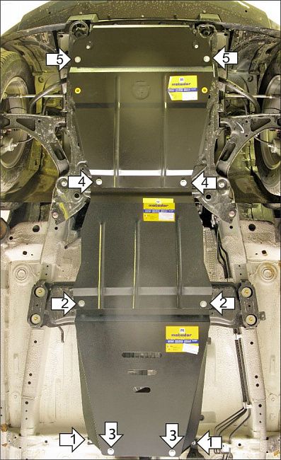 Защита Мотодор для картера, КПП, РК, радиатора, переднего дифференциала Suzuki Grand Vitara II 2005-2015. Артикул 72403