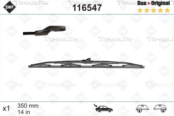 Щетка стеклоочистителя (дворник) SWF задняя для Renault Laguna I 1995-2001. Артикул 116547