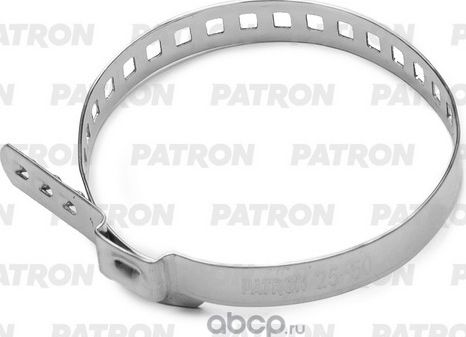 Хомут пыльника ШРУСа универсальный усиленный, D25-50 мм, 8х0,6 мм, AISI 304 - нержавеющая сталь (Patron). Артикул PU025050