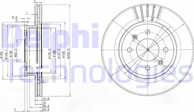 Тормозной диск Delphi передний для Hyundai Getz I 2002-2010. Артикул BG3934