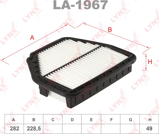 Воздушный фильтр LYNXauto. Артикул LA-1967