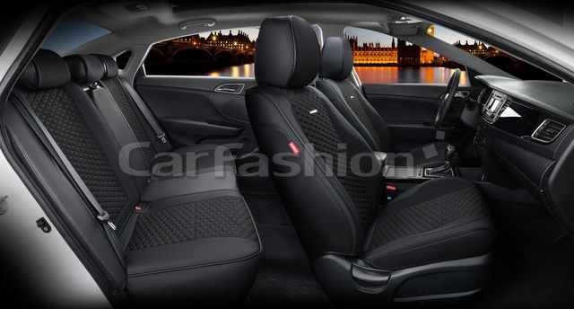 Чехлы универсальные каркасные CarFashion 5D Rover Plus на сидения авто, цвет Черный/Черный/Черный. Артикул 27267