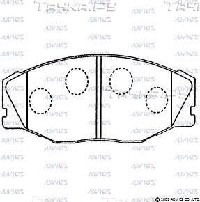 Тормозные колодки Advics передние для Toyota Crown IX (S140) 1991-1999. Артикул SN249
