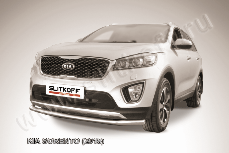 Защита Slitkoff переднего бампера d57 для Kia Sorento III Prime 2014-2017. Артикул KS15-003