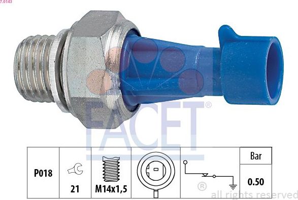 Датчик давления масла Facet Made in Italy - OE Equivalent. Артикул 7.0143