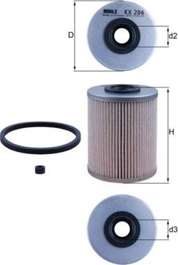 Топливный фильтр Mahle. Артикул KX 206D
