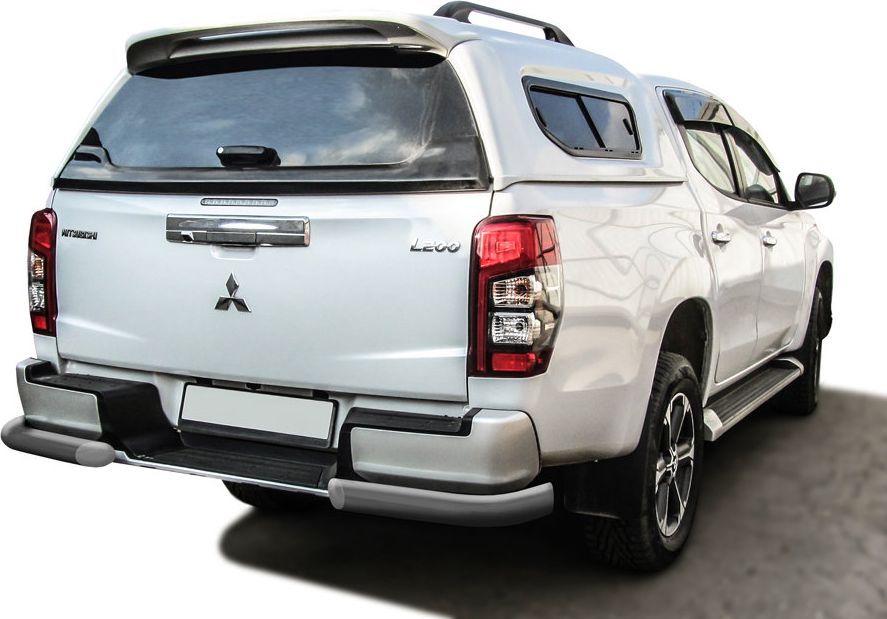 Защита Slitkoff задняя уголки d76, с бампером для Mitsubishi L200 V рестайлинг 2018-2026 Серебристая. Артикул ML18-014S