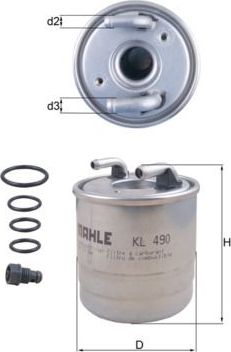 Топливный фильтр Mahle. Артикул KL 490D