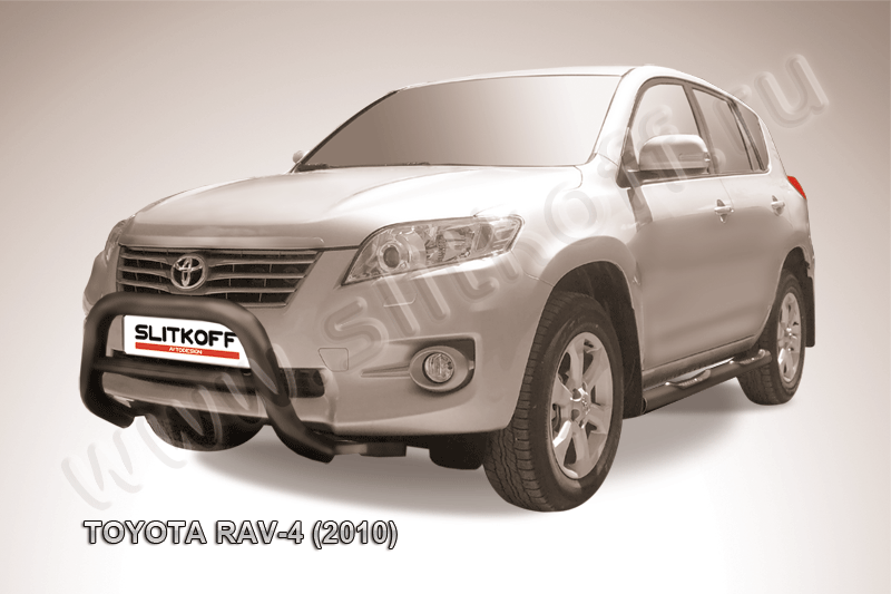 Кенгурятник Slitkoff d76 низкий ЧЕРНЫЙ матовый для Toyota RAV4 III 2010-2012. Артикул TR410-001B